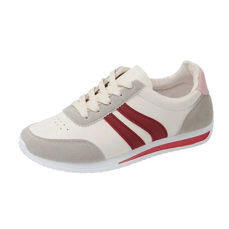 Blue lace-up leisure sneaker with low top design and round toe on rubber sole