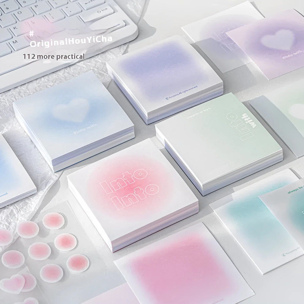 Square 70mm gradient parchment multifunctional notepad showing blush colour cover