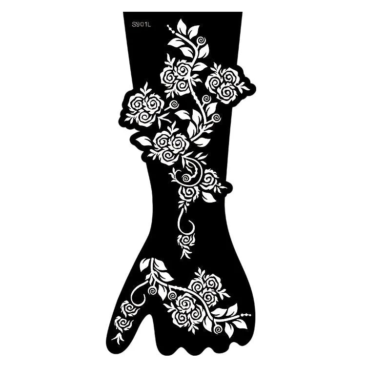 Geometric hollow template tattoo stickers showing intricate paper carving designs for stencilling