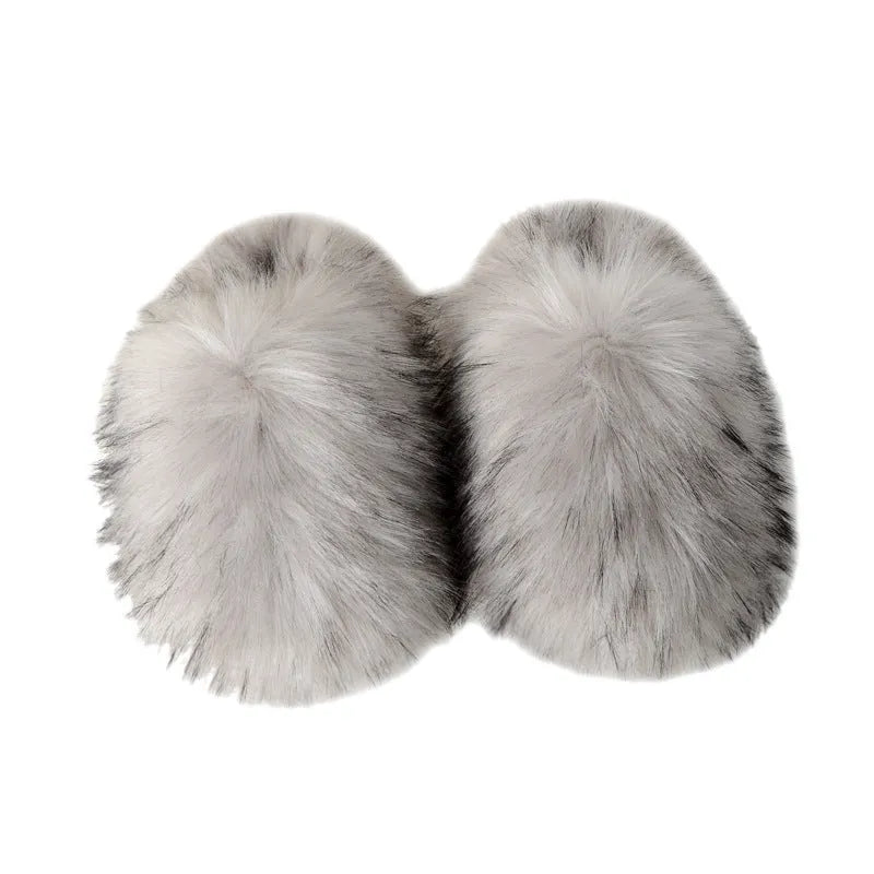 Woolen slippers with USB heating in solid colour, non-slip composite sole, and plush upper for winter home wear