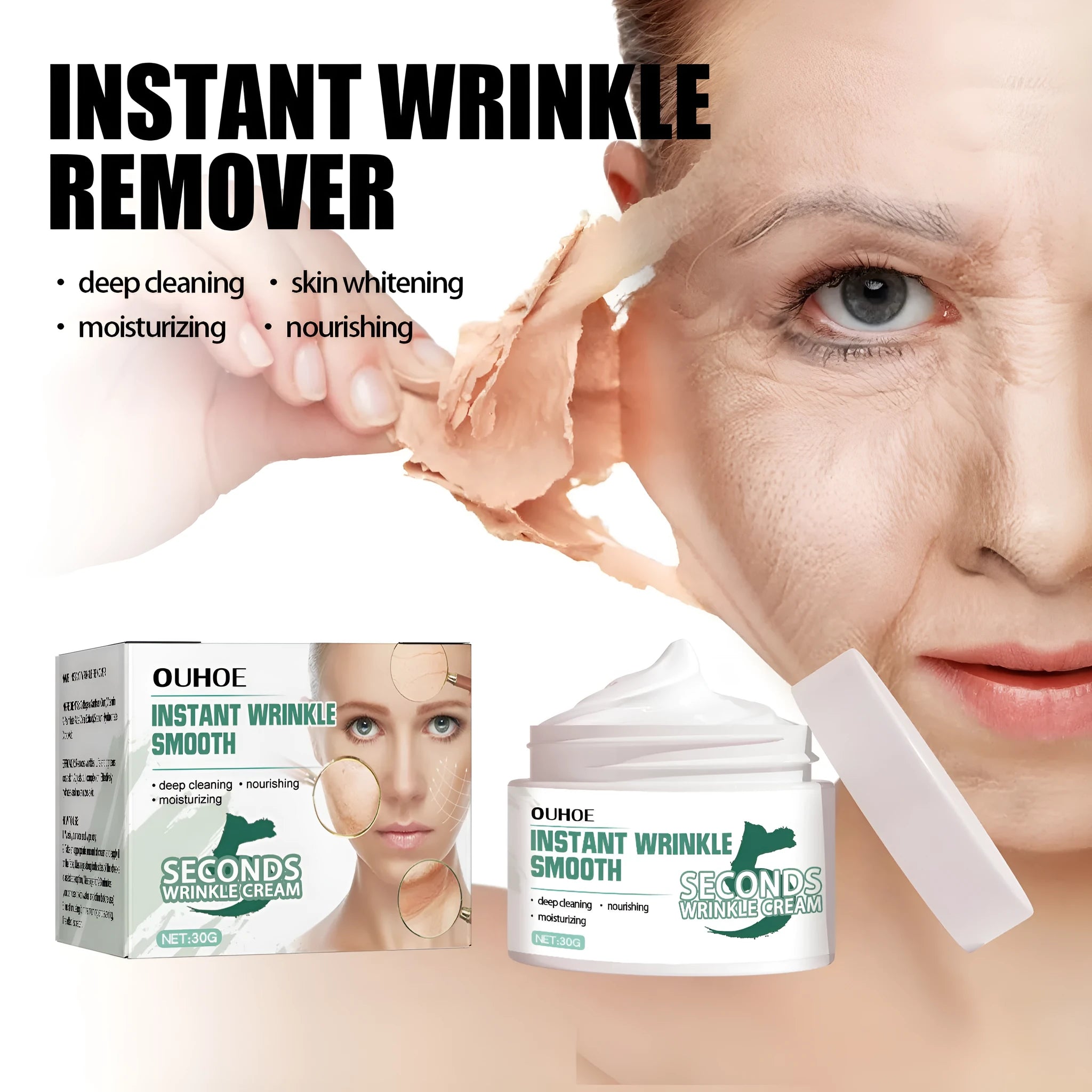 30g anti-wrinkle face cream jar for hydration and wrinkle reduction
