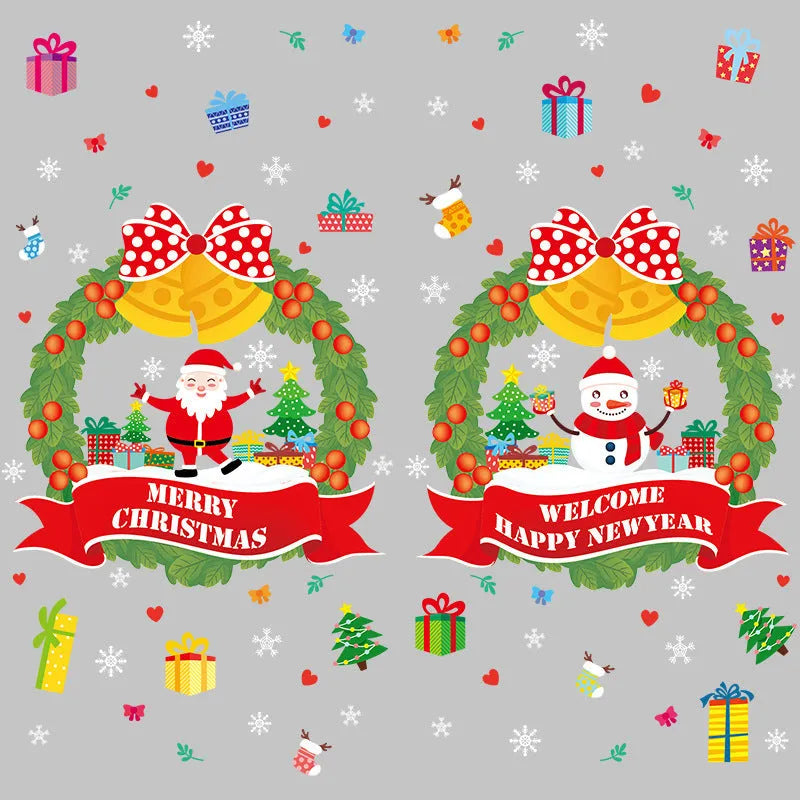 Large PVC Christmas static wall sticker with cartoon anime pattern measuring 60x45cm