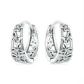 Sterling silver retro butterfly earrings with hollow design and zircon stones