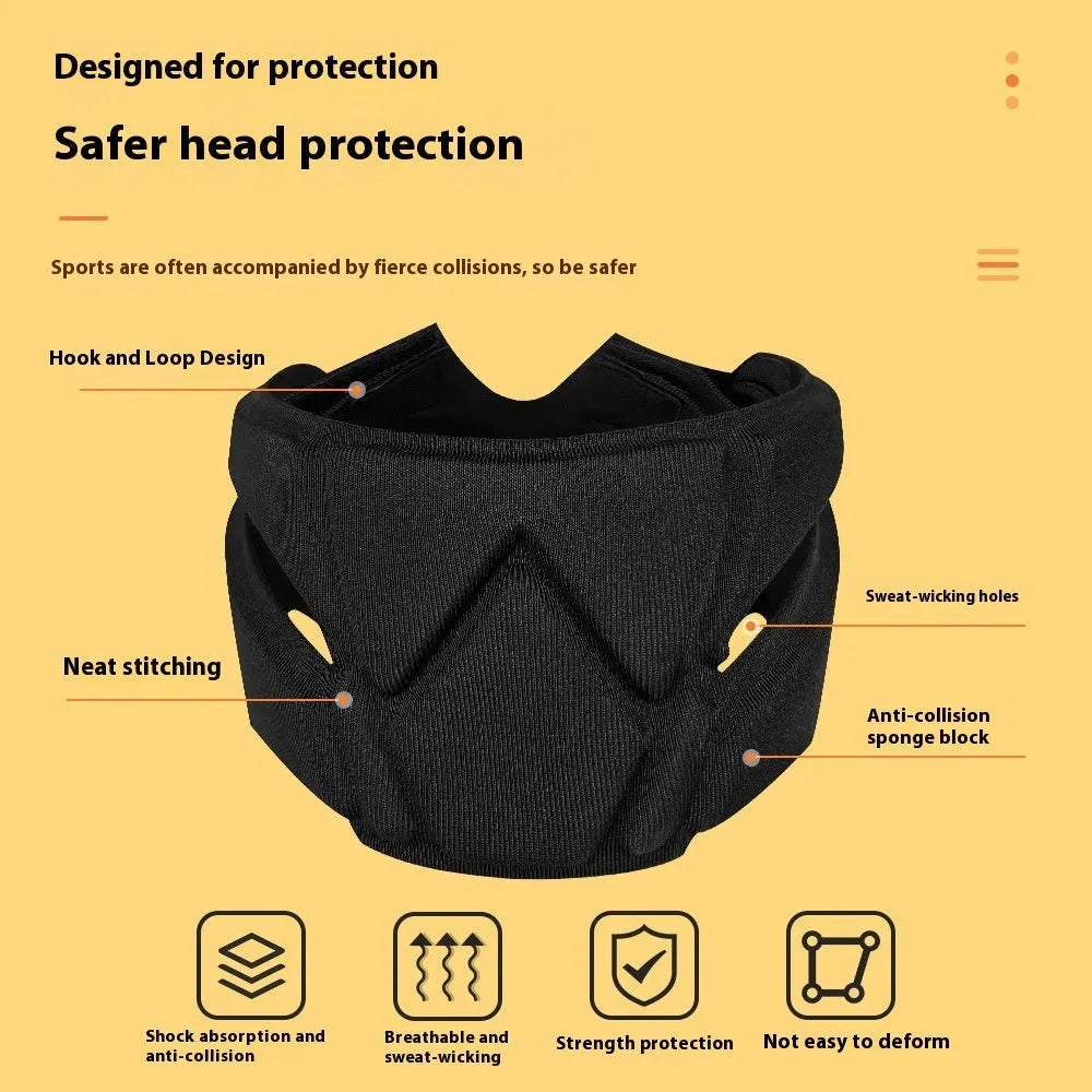 Black goalkeeper head protection belt for adults rugby sports protective gear on display