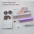 Exfoliating foot file and nail trimmer kit with sandpaper wheels in pink colour option