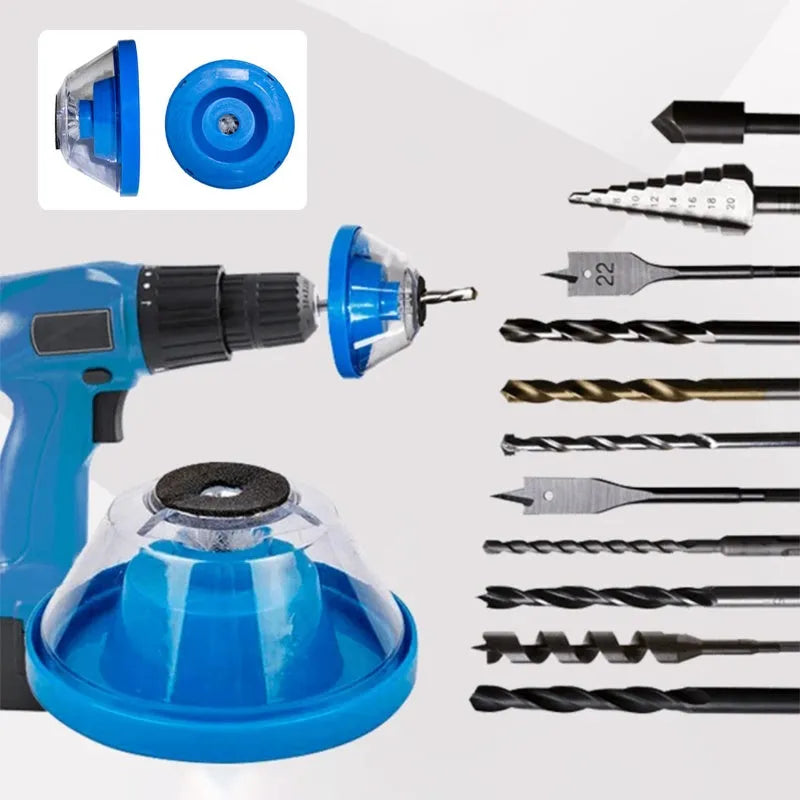 Blue bowl-shaped electric hammer dust cover and stopper accessory for drills.