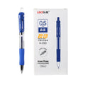 Box of 12 K-35D push type gel pens with 0.5mm fine tip in black, blue, red, and dark blue colours