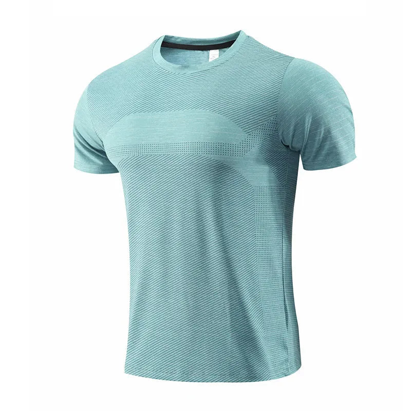 Men's short sleeve running and basketball T-shirt in polyester spandex fabric on a size chart