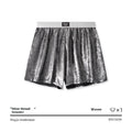 Men's casual woven underwear in reflective silver with mid-waist design for sports activities