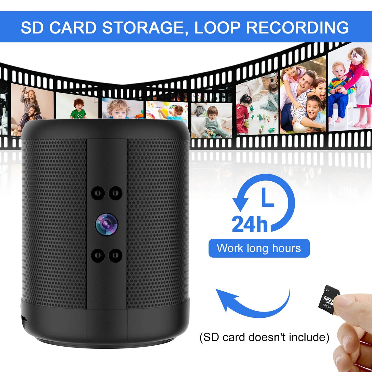 Black HD Z25 smart surveillance camera with dual voice conversation and night vision for indoor use