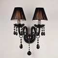 Double head European crystal wall lamp 340mm black finish living room lighting