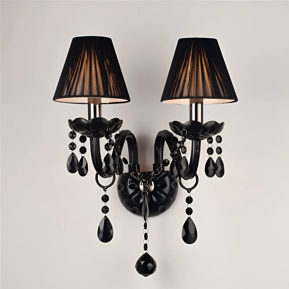 Double head European crystal wall lamp 340mm black finish living room lighting