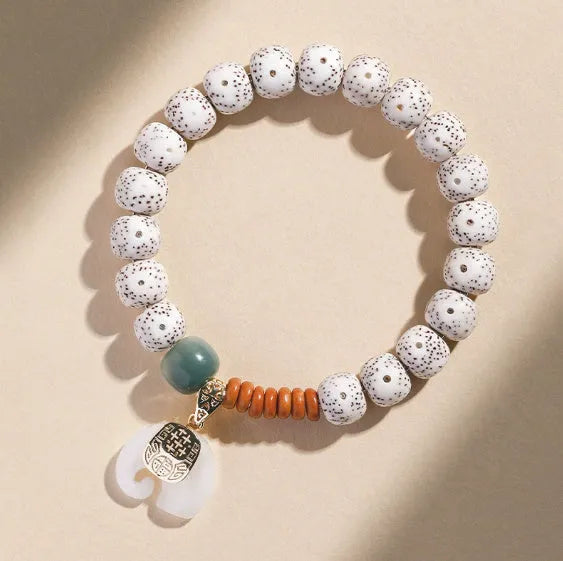 Jade green star moon bodhi bracelet unisex geometric 10mm natural stone handcrafted