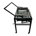 Large foldable and detachable charcoal BBQ grill oven stove for outdoor cooking.