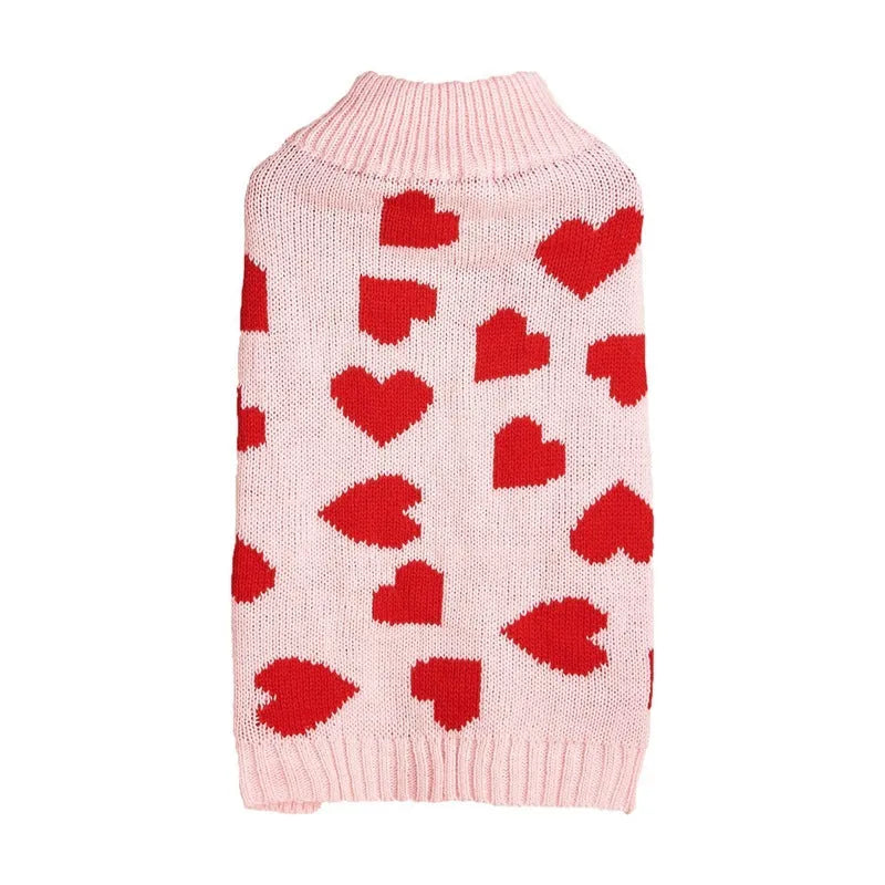 Fashion personality bow and love heart dog sweater in acrylic fabric