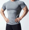 Men's tight stretch quick-drying round neck short sleeve t-shirt in multiple colours