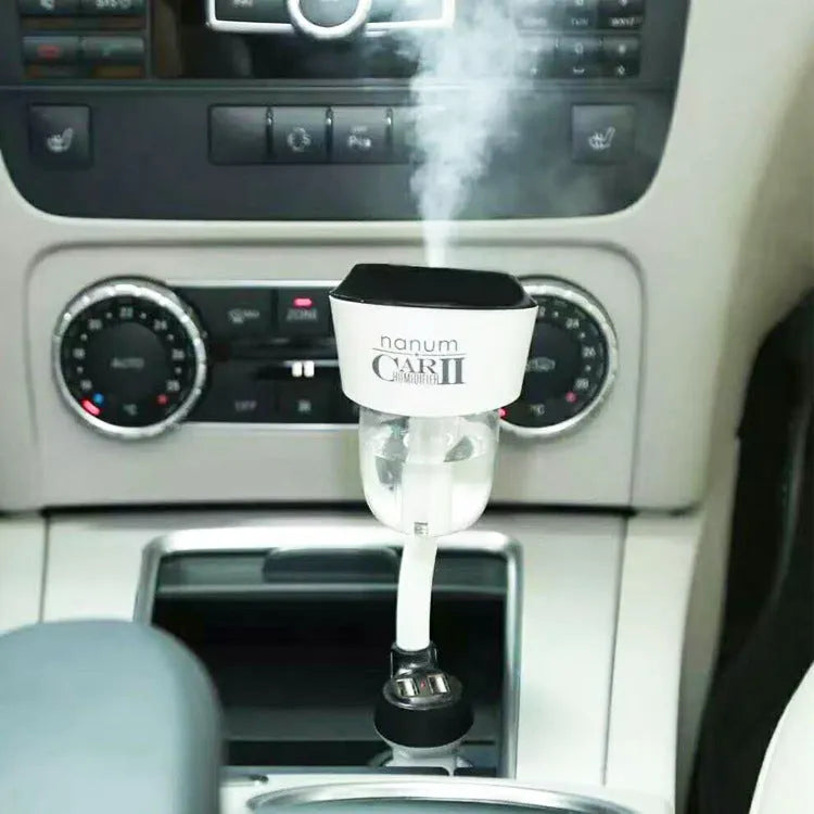 Mini car humidifier with USB, 50ml tank, in black, white, purple, blue colour options