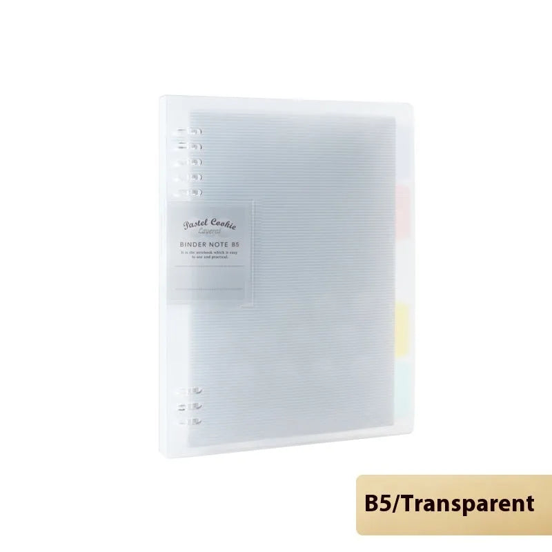 Refillable spiral notebook in A5 and B5 sizes with colourful PP cover options