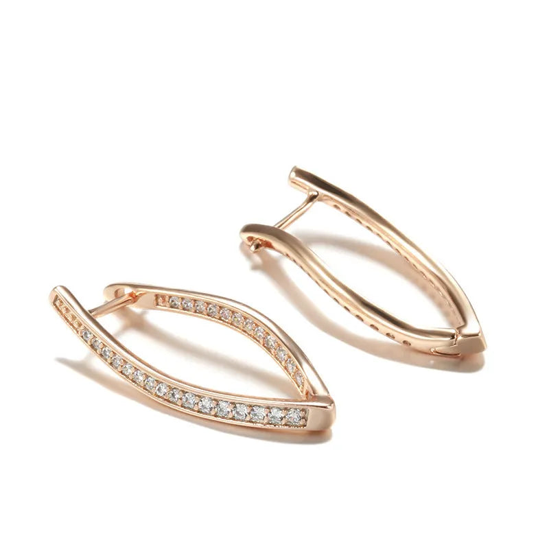 Geometric zircon drop earrings for women in H0493 colour with copper construction
