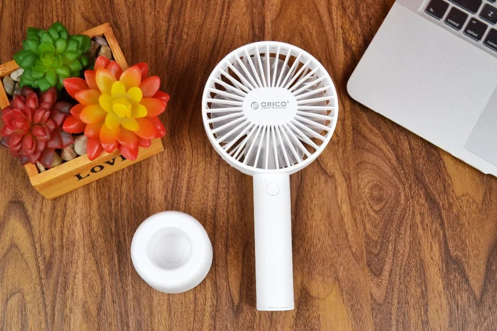 White ORICO FH1 portable USB desk fan with compact design and three-speed controls