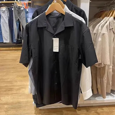 Men's modal cotton open collar casual shirt in beige colour with cardigan style