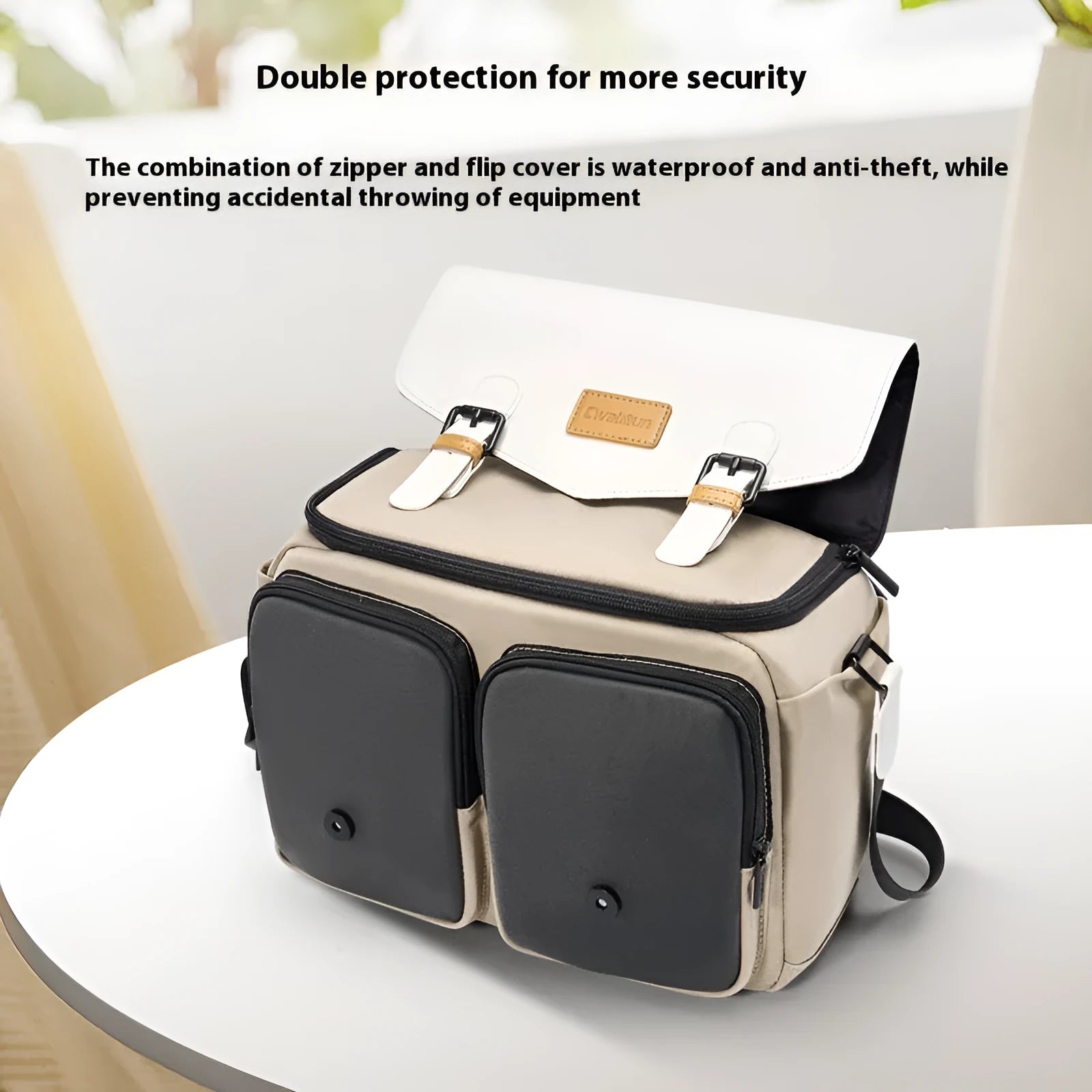 Japanese one-shoulder camera bag in solid colour, with physiological curve backplane and anti-scratch compartments