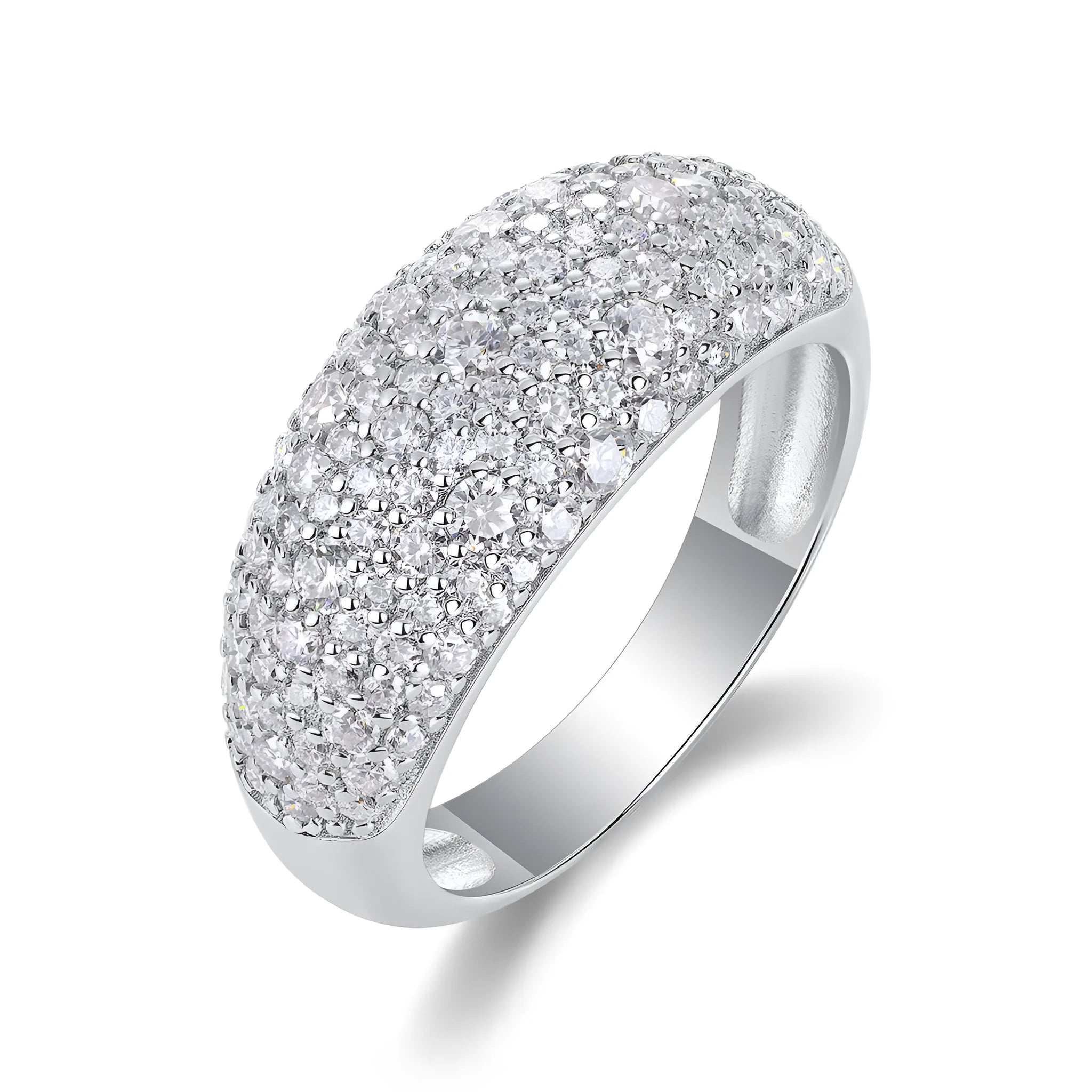 Moonlit Night Stars moissanite wedding ring set in platinum-plated S925 silver, gift boxed