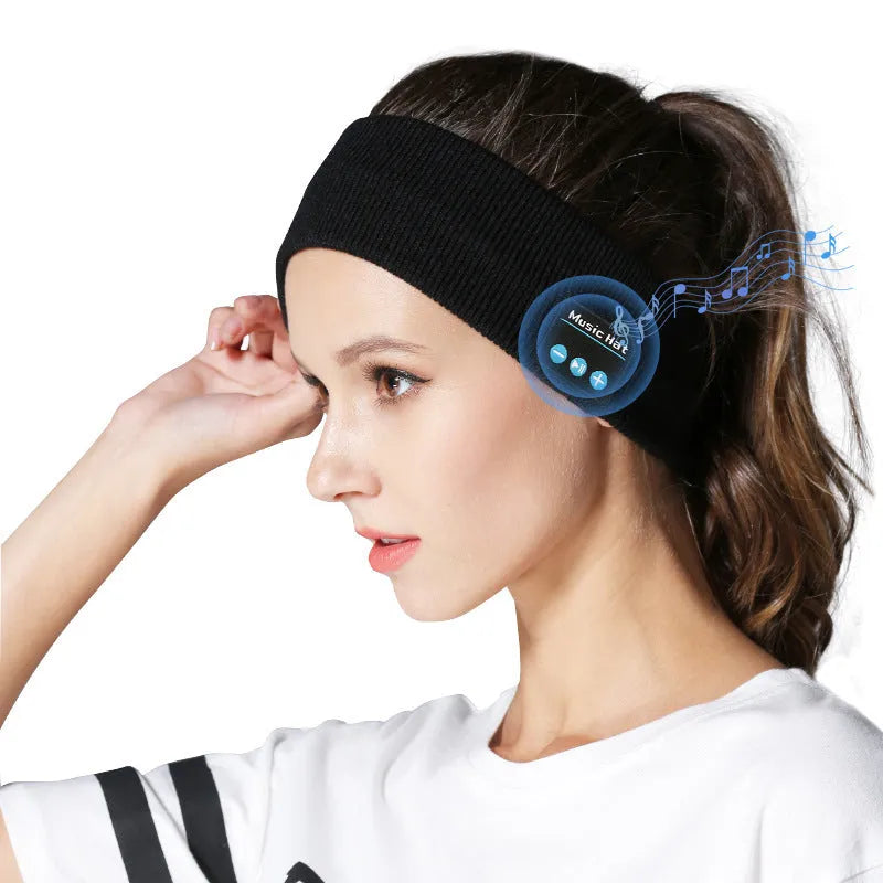 Bluetooth 5.4 headband with integrated eye mask and sports scarf in removable washable fabric