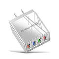 Four-port USB wall charger plug in multiple colours with European or British plug options