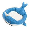 Blue duck-shaped pet bed for small dogs and cats with soft polyester material