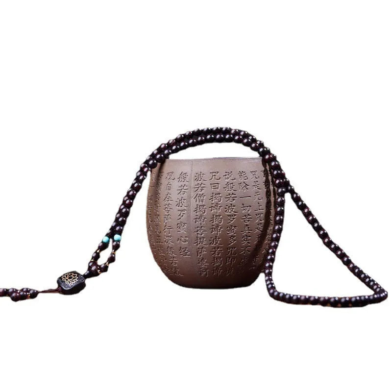 Zambia rosewood bead bracelet with 108 beads in flat lotus pendant design and grinding finish