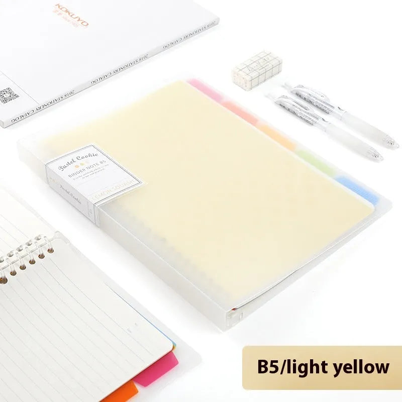 Refillable spiral notebook in A5 and B5 sizes with colourful PP cover options