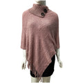 Sleeveless knit shawl with dotted pattern in khaki colour, acrylic fibre, free size, worn over shoulders