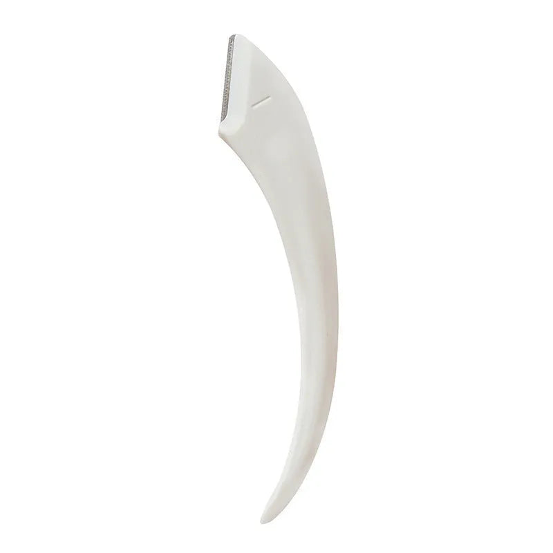 Curved moon shape eyebrow trimming knife with comb in white and pink colours