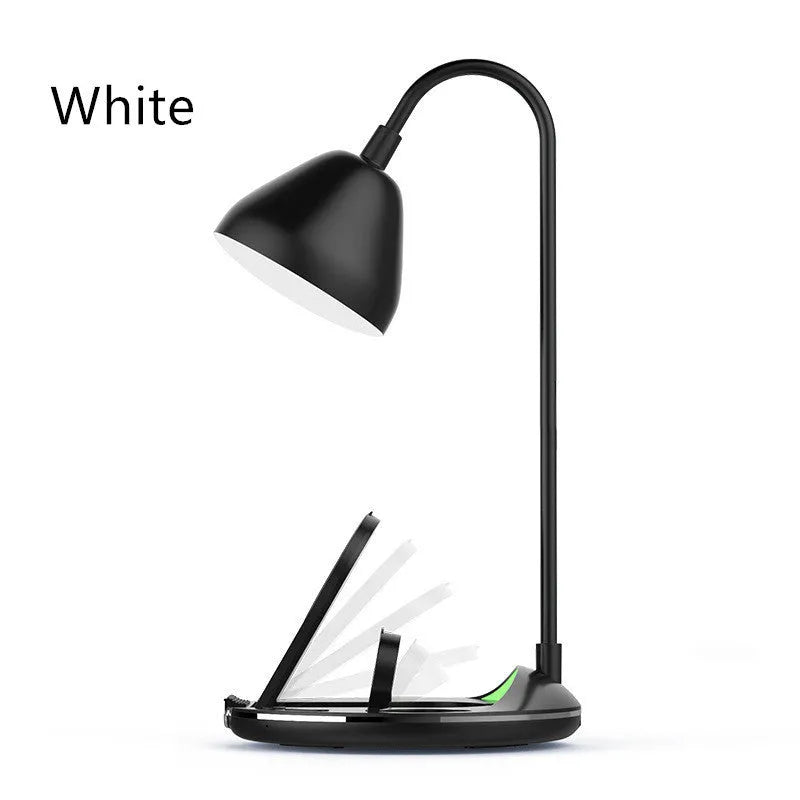 Black magnetic folding wireless charger showing adjustable angles and USB connection