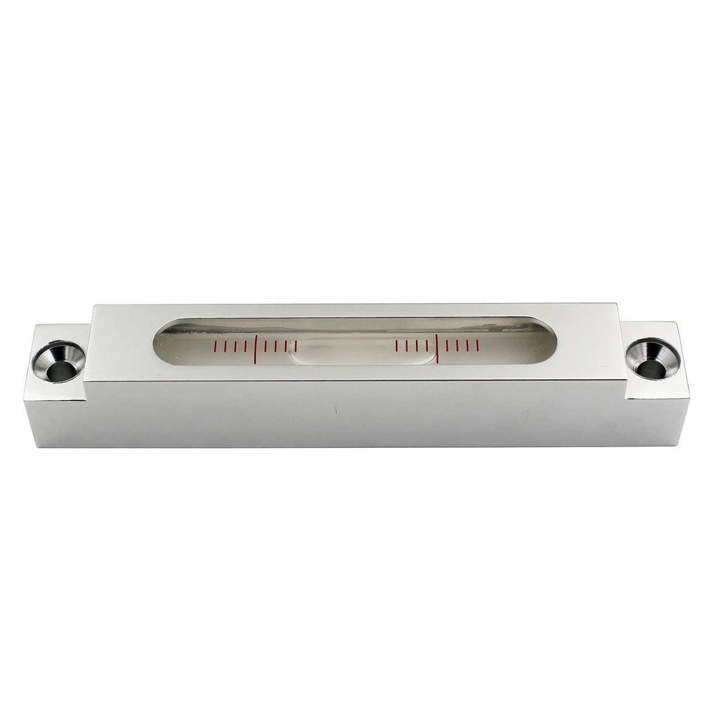 Compact metal and glass spirit level for machine tool and decoration measurement.