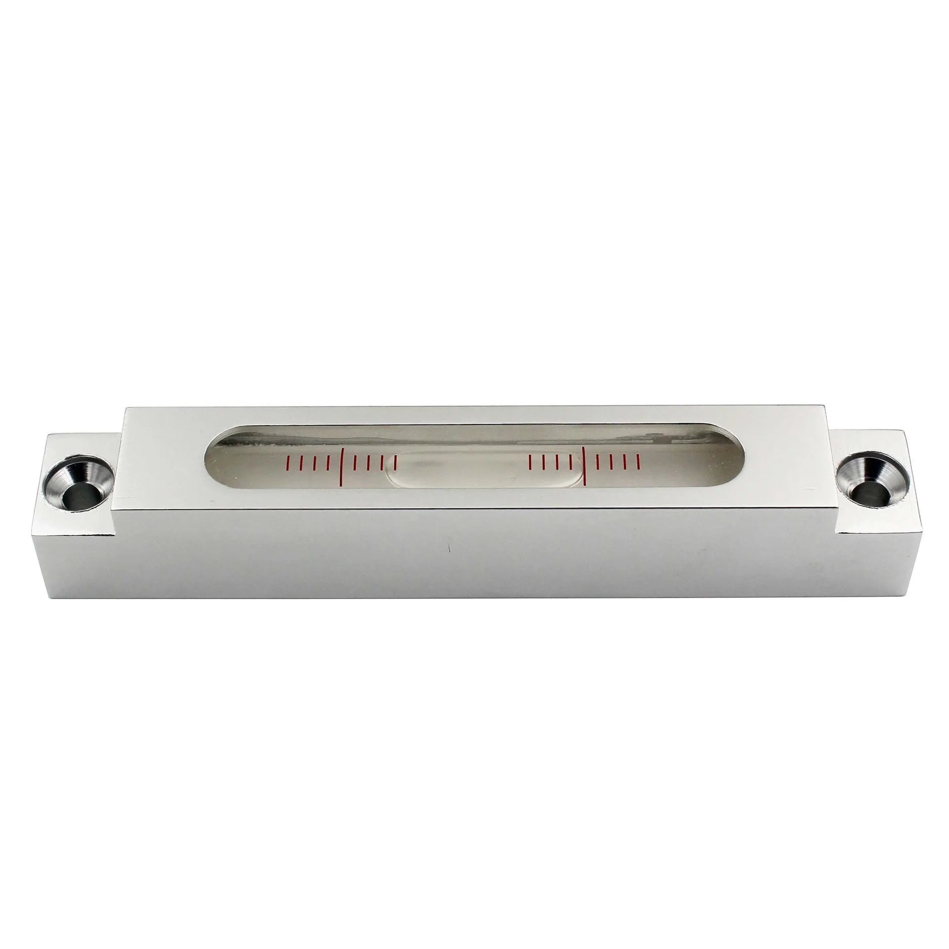 Compact metal and glass spirit level for machine tool and decoration measurement.