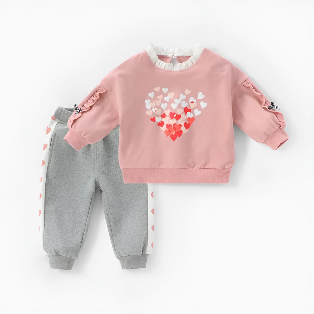 Cotton children's pullover suit for baby girl Duo Duo Love colour 95% cotton plain long sleeves trousers