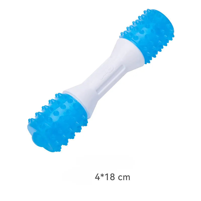 TPR rubber dog teething chew toy with dual hardness textures for puppies aged 2-8 months