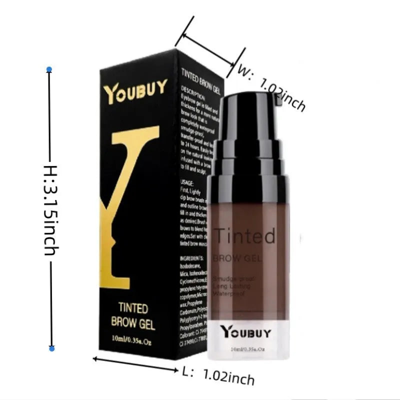 Waterproof quick-dry eyebrow cream in dark grey and golden yellow colour options