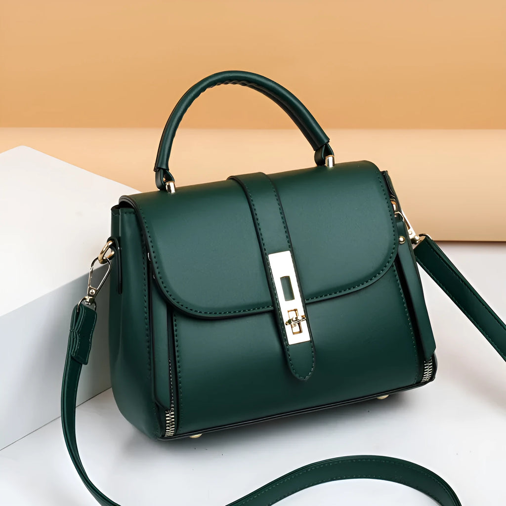 Women's soft PU leather shoulder bag in square vertical messenger style showing black colour option
