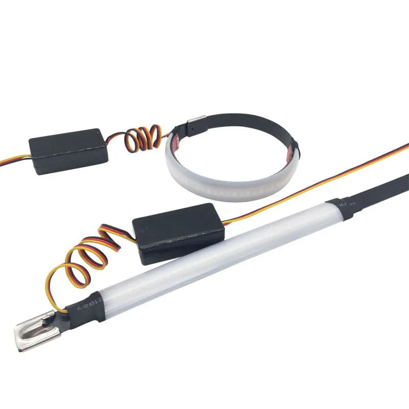 Motorcycle LED turn signal ring dual colour universal 45-70mm light guide for front shock absorber
