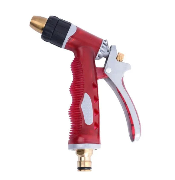 Copper high pressure water gun with blue aluminium body and twist-adjustable spray nozzle for car washing and gardening