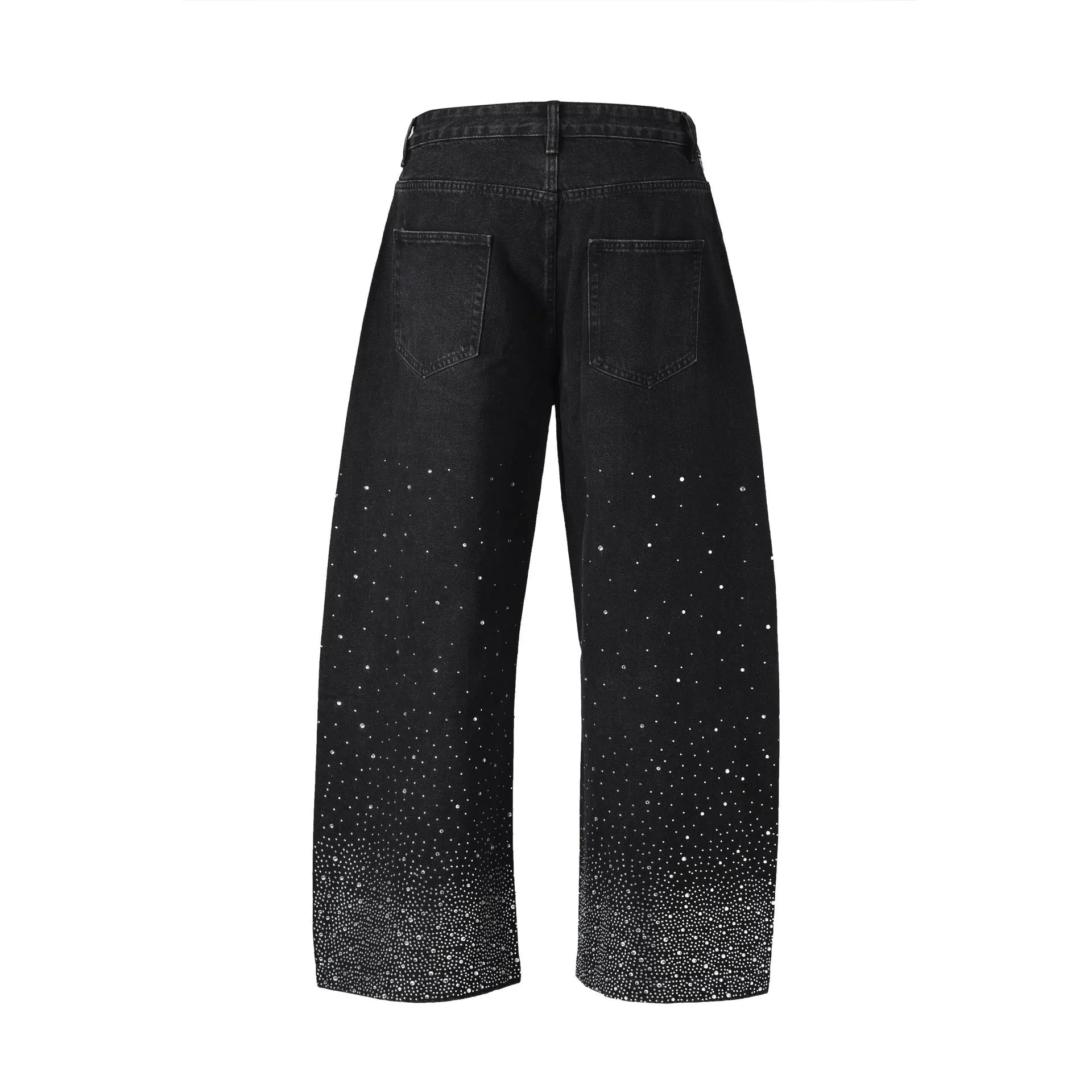 Cotton loose-fitting wide-leg trousers in black or blue colour with European sizing