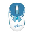 Pink Sailor Moon wireless mouse with USB receiver on a desk.