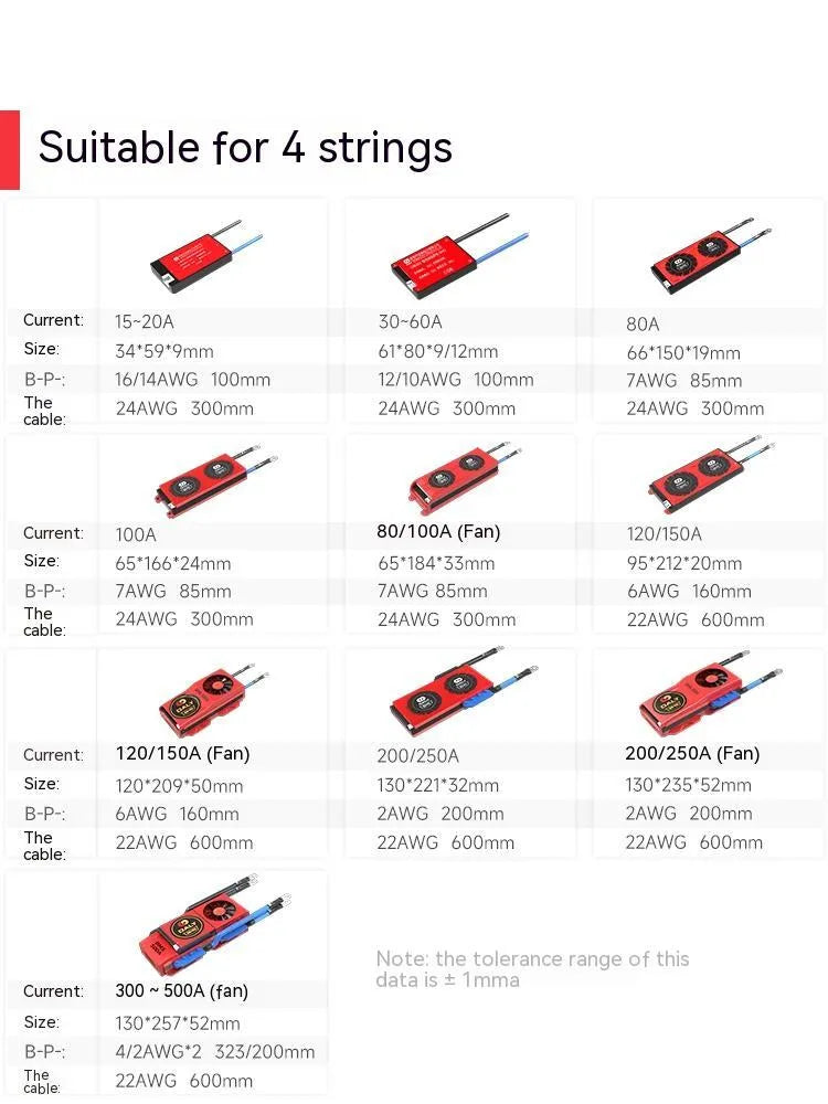 Dali lithium iron phosphate battery protection board for 12V 4S battery packs
