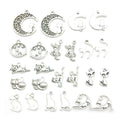 24 mixed ancient silver zinc alloy cat pendant charms with retro style on white background