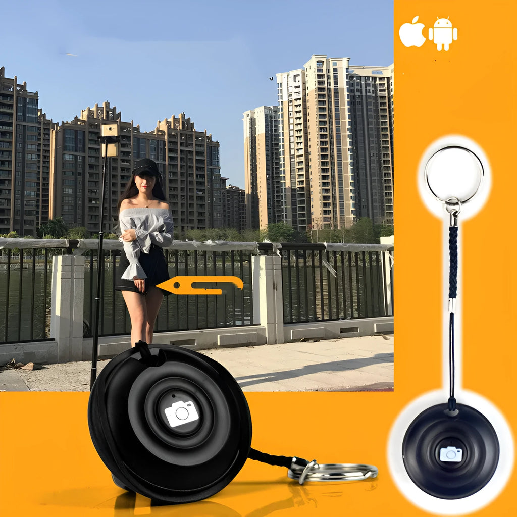 Black Bluetooth remote control for mobile phone photography with single shutter button