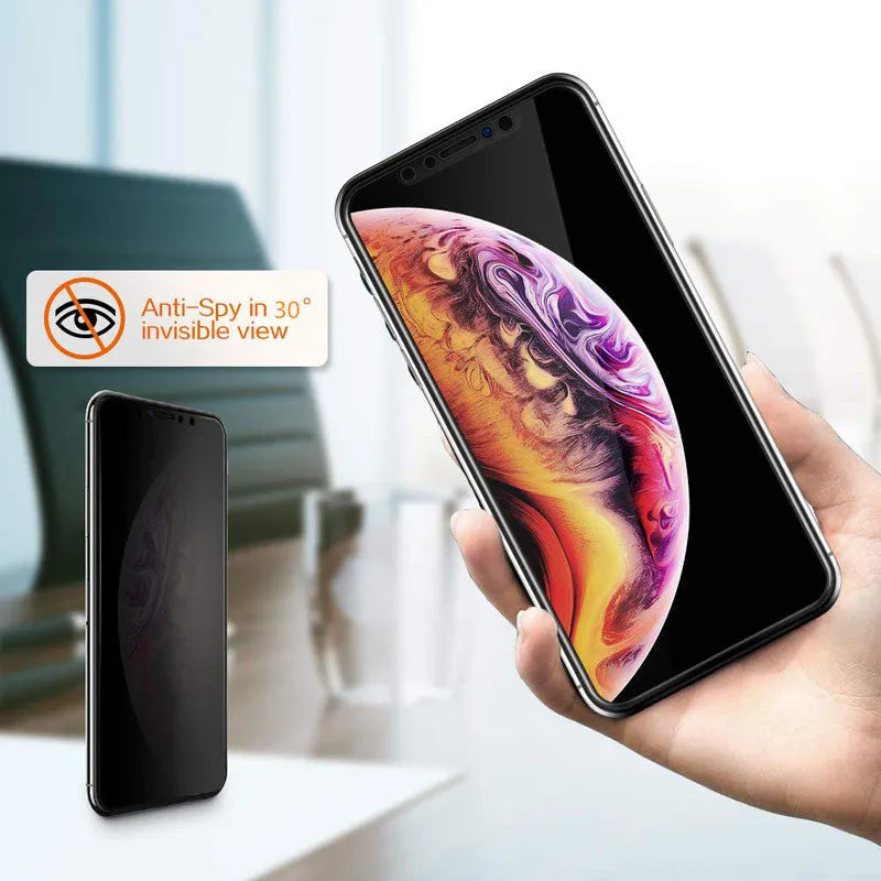 Black tempered glass anti-peeping screen protector film for iPhone models