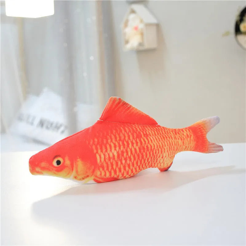 Electronic jumping fish cat toy 30cm long with USB charging cable